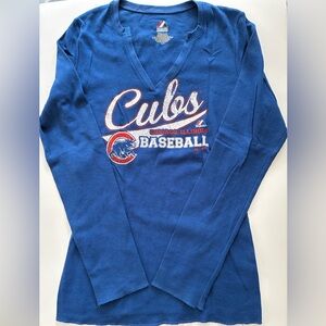Chicago Cubs Baseball, W Lg, Thermal Long Sleeve V-Neck Shirt - Royal Blue $24.